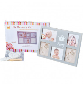 Mibb My Memory Cornice Kit Impronta mani e piedi per Neonati con 3 Foto