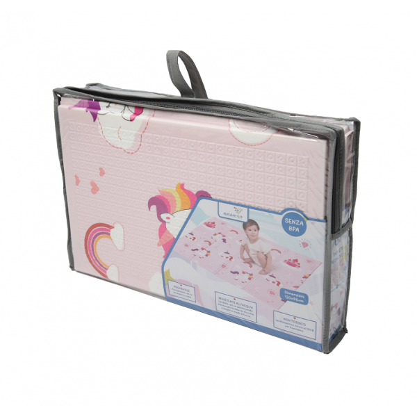 Aziamor Tappetone Pieghevole per Pavimento Neonati Fantasia Unicorno 120x90 cm Aziamor Tappetone Pieghevole per Pavimento Neonati Fantasia Unicorno 120x90 cm