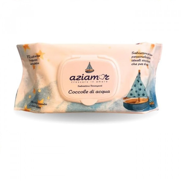 Aziamor Salviette Detergenti all'acqua con chiusura in plastica Confezione da 72 Pezzi