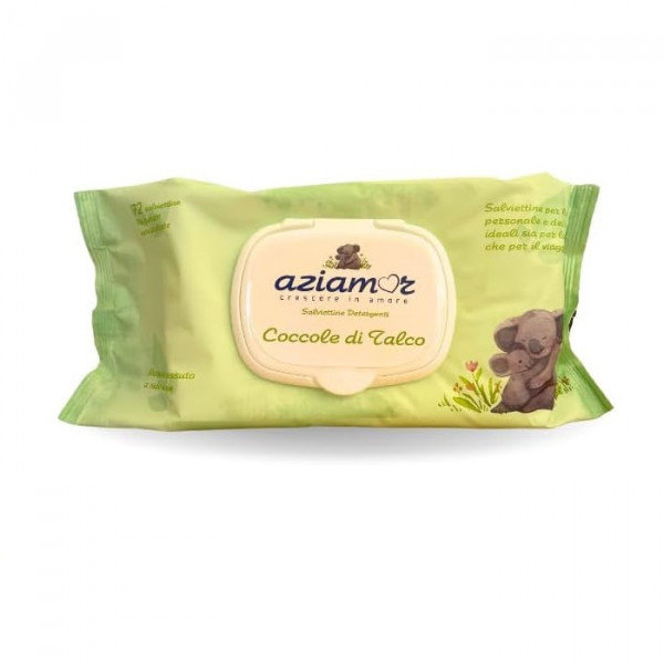 Aziamor Salviette Detergenti Talco con chiusura in plastica Confezioni da 72 Pezzi