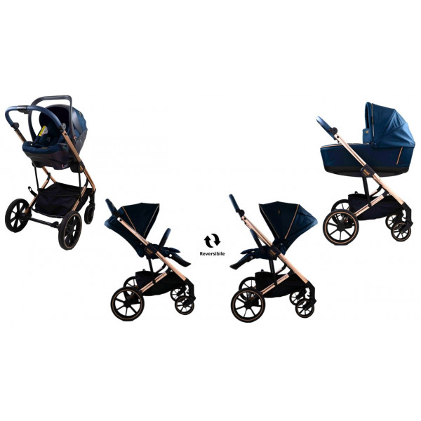 Mibb Samya Trio Sistema Modulare Telaio Nero Stand Up e Borsa Inclusa Colore Blue Charm