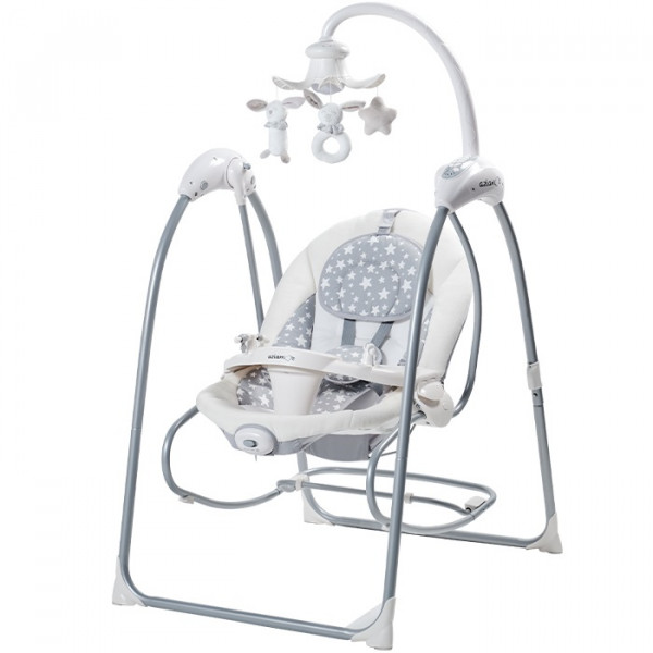 Aziamor Sogni D'oro Altalena 3 in 1 Sdraietta Culla Dondolo Elettrica con Zanzariera Tortora