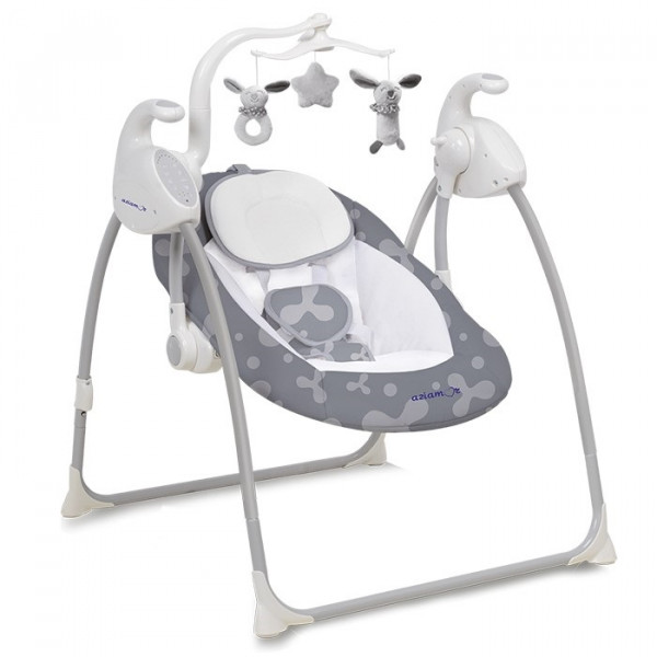 Aziamor Sogni D'oro Pocket Altalena 3 IN 1 Sdraietta Culla a Dondolo Elettrica Grigio