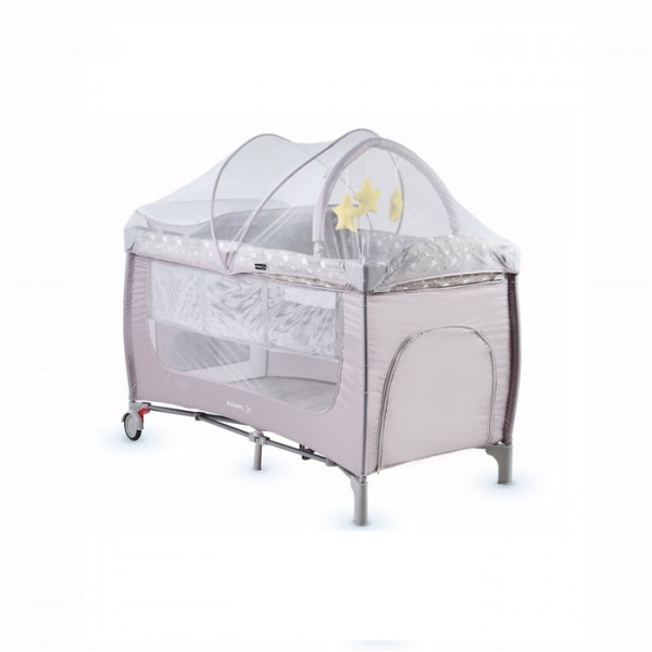 Aziamor Holiday Plus Lettino da Viaggio Campeggio con Borsa e ruote da trasporto Zanzariera Beige