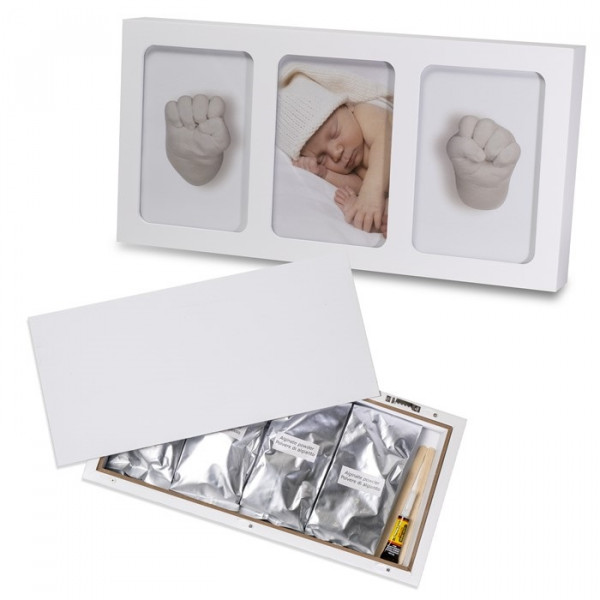 Mibb My Memory Kit Set Impronte di Mani Neonato in 3D con Foto Cornice in Legno Idea Regalo
