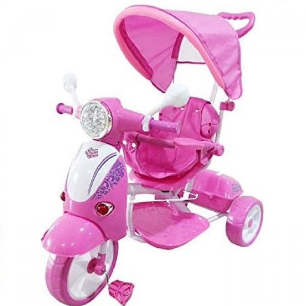 Aziamor Triciclo Vespa 2 in 1 Con Manico Direzionabile per Bambini Rosa