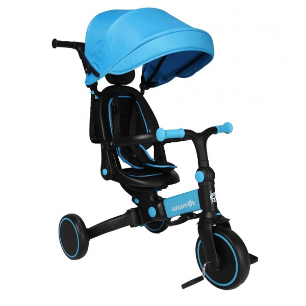 Aziamor  Evolution Triciclo 4 in 1 con Manico Direzionale per Bambini Azzurro