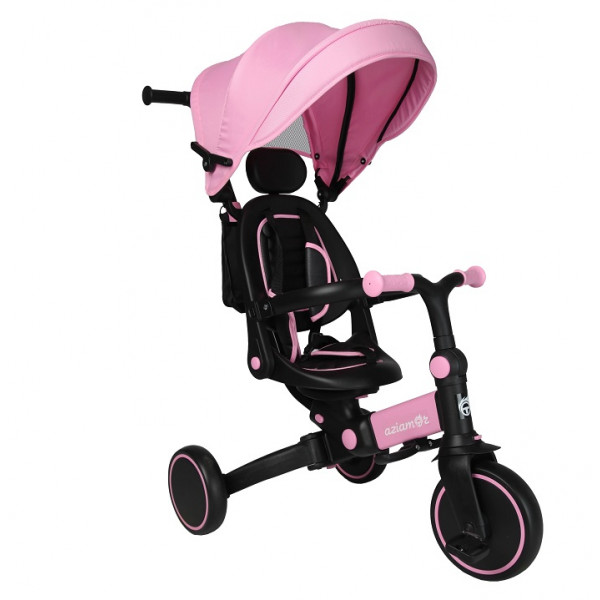 Aziamor Evolution Triciclo 4 in 1 con Manico Direzionale per Bambini Rosa