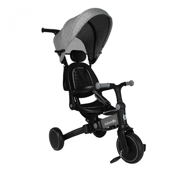 Aziamor Evolution Triciclo 4 in 1 con Manico Direzionale per Bambini Grigio