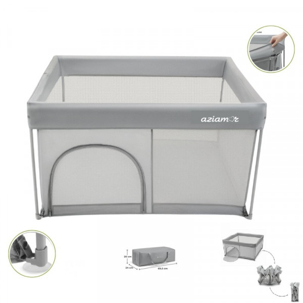 Aziamor Enjoy Box Richiudibile C/Materasso Colore Grigio