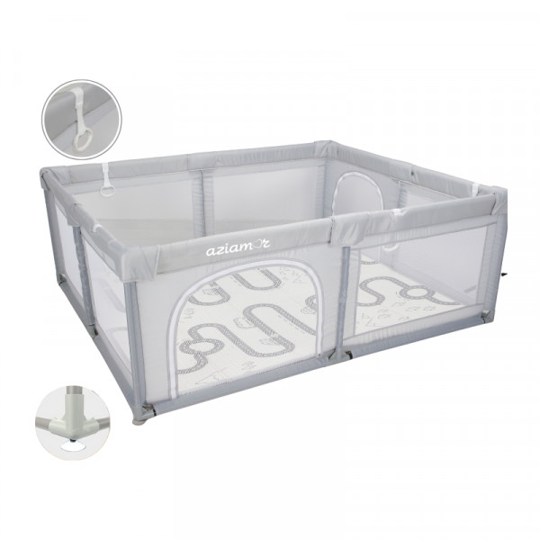 Aziamor Baby Recinto con Tappeto Box Neonato 150X180X68 cm Colore Grigio